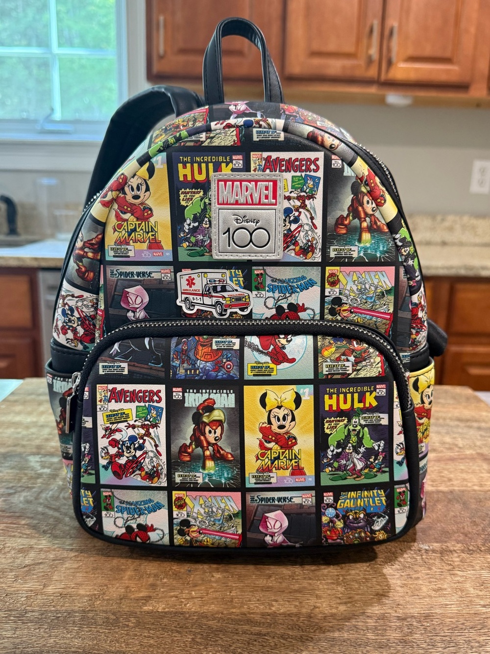 Marvel x Disney 100  Comic Print Mini Backpack - Black Multi